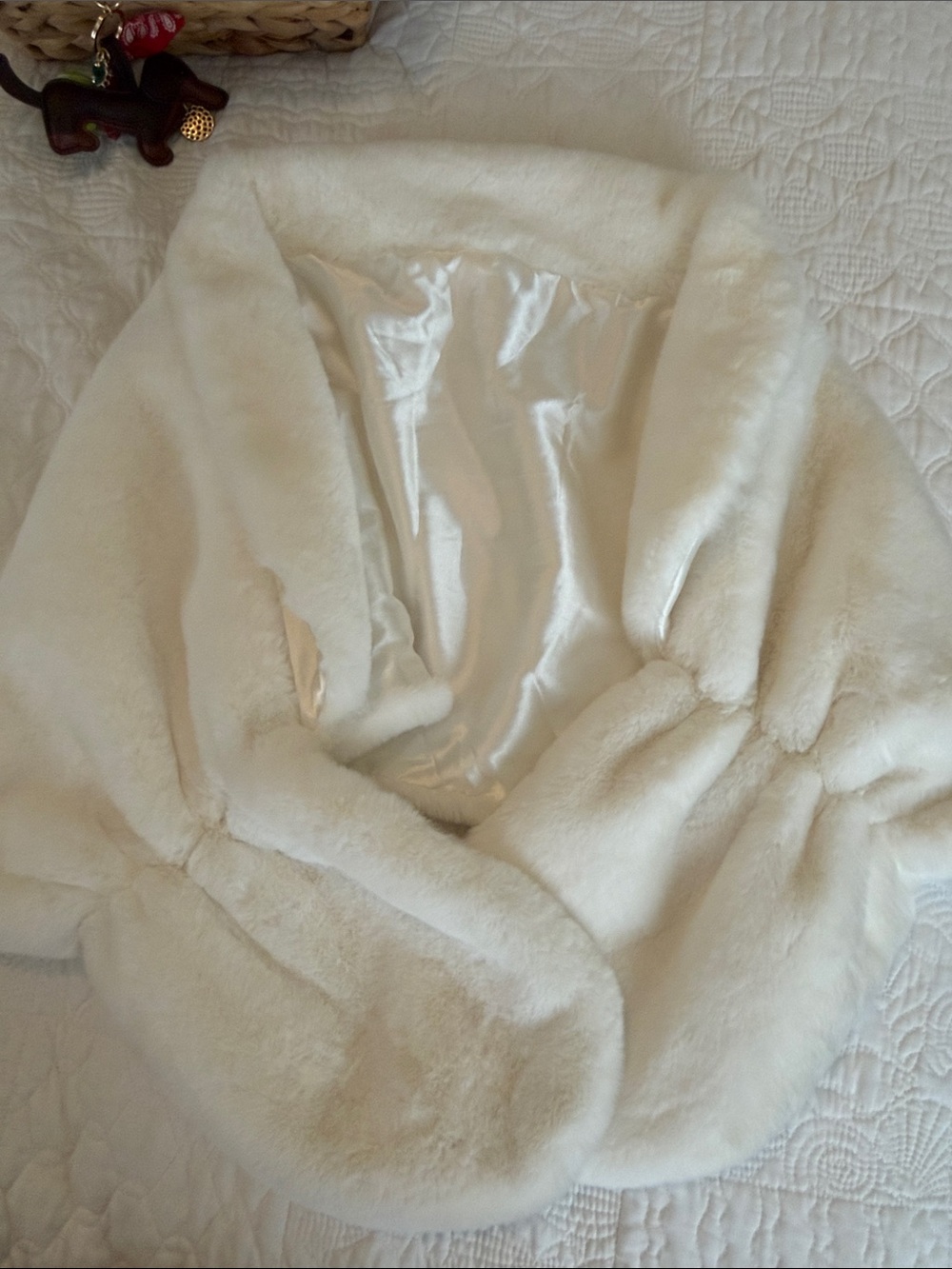 Ivory Faux Fur Shrug